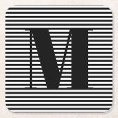 Erste Schwarz-weiße Streifen in Monogramm anpassen Rechteckiger Pappuntersetzer (Vorderseite)