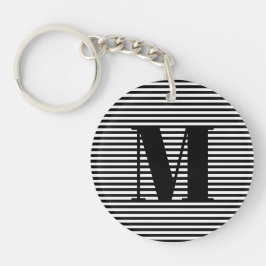 Erste Schwarz-weiße Streifen in Monogramm anpassen Schlüsselanhänger