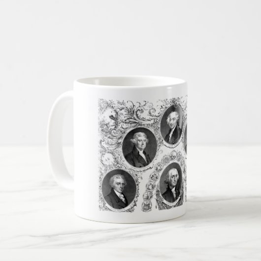 Erste sechs USpräsidenten Kaffeetasse (Vorderseite Links)