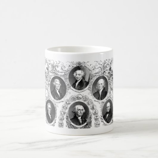 Erste sechs USpräsidenten Kaffeetasse (Mittel)