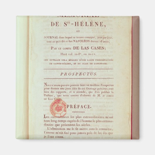 Erste Seite "Memorial de Sainte-Helene" Magnet (Vorne)