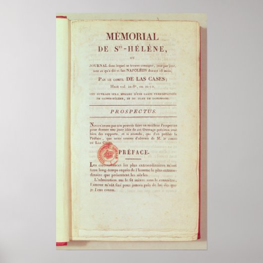 Erste Seite "Memorial de Sainte-Helene" Poster (Vorne)