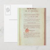Erste Seite "Memorial de Sainte-Helene" Postkarte (Vorne/Hinten)