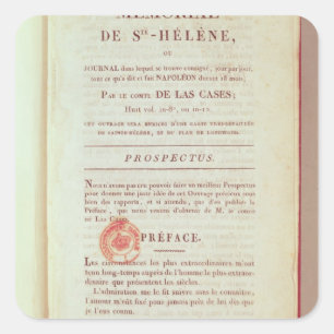 Erste Seite von 'Memorial de Sainte-Helene' Quadratischer Aufkleber