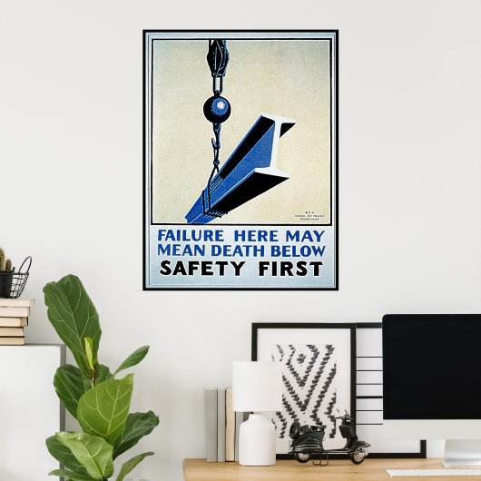 Erste Sicherheitslücke hier / Tod unter WPA-Plakat Poster (Heimbüro)