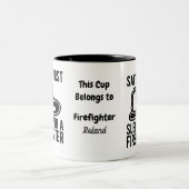 Erste Sicherheitsruhe mit Feuerwehrmann | Funny Zi Zweifarbige Tasse (Mittel)