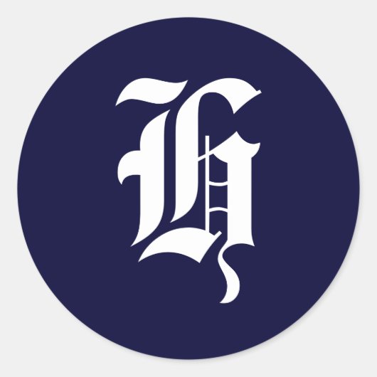 Erste Siegel "H" für Navy Blue & White Monogram Runder Aufkleber (Vorderseite)