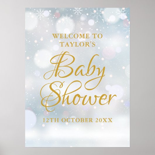 Erste Snowflakes Baby Dusche Begrüßungszeichen Poster (Vorne)