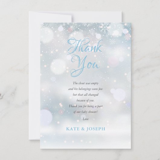 Erste Snowflakes Baby Dusche Danke Gedicht (Vorderseite)