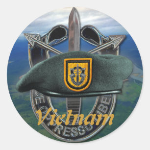 Erste Sondereinheiten Green Berets Group Namensauf Runder Aufkleber