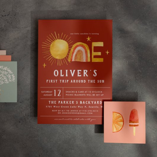 Erste Sonnenreise | 1. Geburtstag Party Einladung