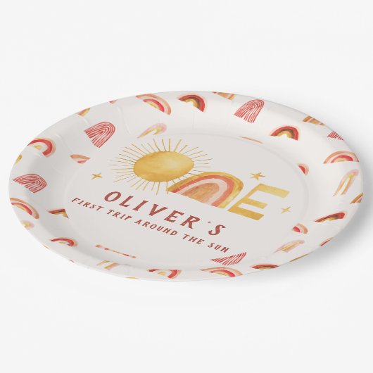 Erste Sonnenreise | 1. Geburtstag Party Pappteller (Schrägansicht)