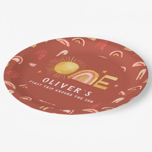 Erste Sonnenreise | 1. Geburtstag Party Pappteller (Schrägansicht)