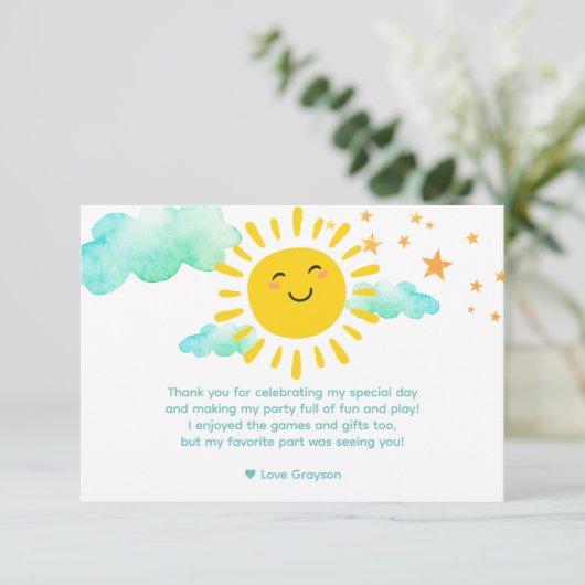 Erste Sonnenreise Dankeskarte (Stehend Vorderseite)