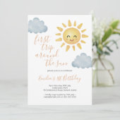 Erste Sonnenreise Niedlich 1. Geburtstag Einladung (Stehend Vorderseite)