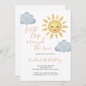 Erste Sonnenreise Niedlich 1. Geburtstag Einladung (Vorne/Hinten)