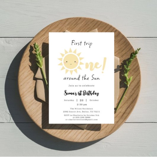 Erste Sonnenreise Niedlich 1. Geburtstag Einladung