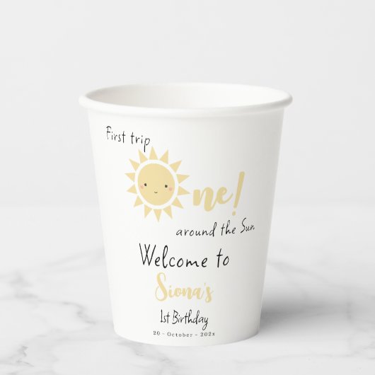 Erste Sonnenreise Niedlich 1. Geburtstag Pappbecher (Vorderseite)