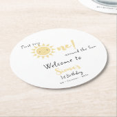 Erste Sonnenreise Niedlich 1. Geburtstag Runder Pappuntersetzer (Angewinkelt)