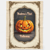 Erste Spooky Halloween Pumpkin Personalize Name Fleecedecke