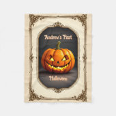 Erste Spooky Halloween Pumpkin Personalize Name Fleecedecke (Vorderseite)