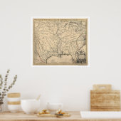 Erste Staaten Karte von Senex 1721 Poster (Küche)