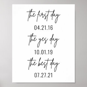 Erste Tag Ja Tag Beste Tag Hochzeitplakat Poster