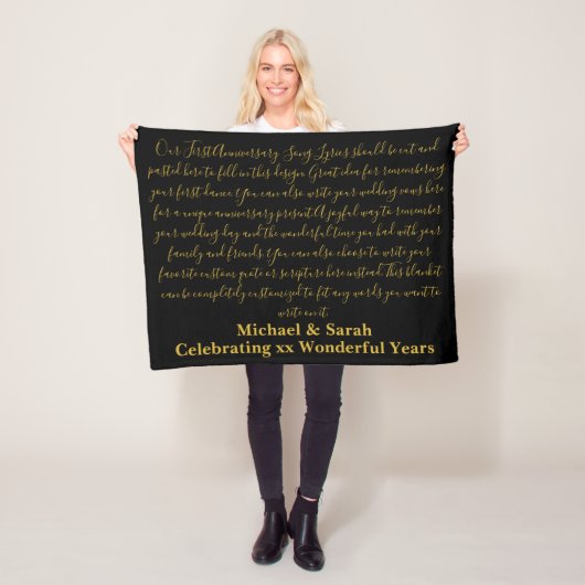 Erste Tanz Song Texte Jubiläum Geschenkelübungen 1 Fleecedecke (Beispiel)