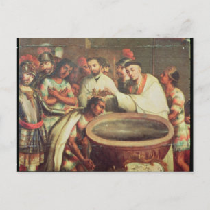 Erste Taufe der Amerikanische Ureinwohner durch di Postkarte