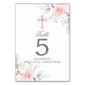 Erste Taufe der Heiligen Kommunion Rosa Rosenkreuz Tischnummer (Vorderseite)