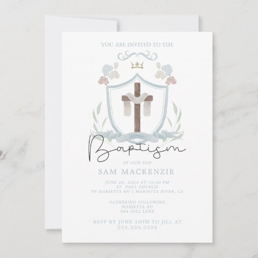 Erste Taufveranstaltung für Blaue Jungen Einladung (Vorderseite)