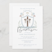 Erste Taufveranstaltung für Blaue Jungen Einladung (Vorne/Hinten)