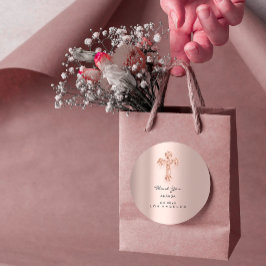 Erste Tropfen der Heiligen Kommunion Rose Christli Runder Aufkleber