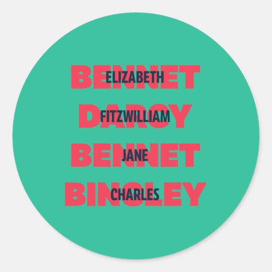 Erste und letzte Namen von Stolz- und Vorurteile Runder Aufkleber (Vorderseite)