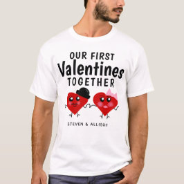 Erste Valentine Paare treffen Herz T-Shirt