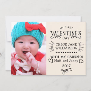 Erste Valentinsgruß-Retro-Fotokarte für Babys Feiertagskarte