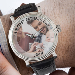 Erste Väter Tag bearbeitbare Jahr Custom Foto Armbanduhr