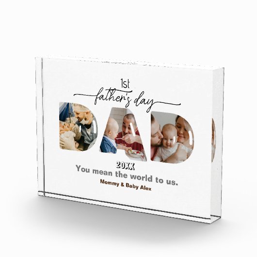 Erste Vatertag 3 Fotos Collage Plaque (Rechts)