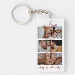 Erste Vatertag Custom Foto Collage New Daddy Schlüsselanhänger
