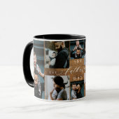 Erste Vatertag Rustikales Holzkornfoto Collage Tasse (Vorderseite Links)