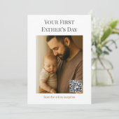 Erste Vatertagskarte mit QR-Überraschung Einladung (Stehend Vorderseite)