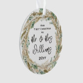 Erste Verheiratete Weihnachten als Herr & Mrs. 1. Ornament (Vorderseite)