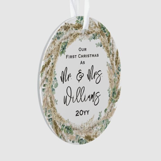 Erste Verheiratete Weihnachten als Herr & Mrs. 1. Ornament (Vorderseite)