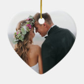 Erste Verheiratete Weihnachten mit Foto zurück Keramik Ornament (Hinten)