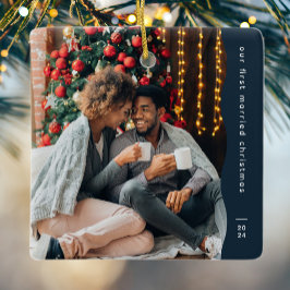 Erste verheiratete Weihnachten zwei Foto einfache Keramikornament