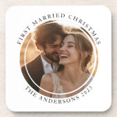 Erste Verheiratete Weihnachts-Custom-Foto Getränkeuntersetzer (Vorderseite)