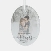Erste Verheiratete Weihnachts Custom Foto Grau Scr Ornament Aus Glas (Vorderseite links)