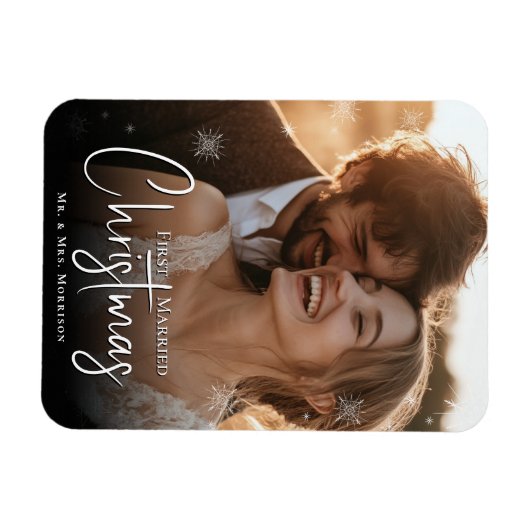 Erste Verheiratete Weihnachts-Custom-Foto Magnet (Horizontal)