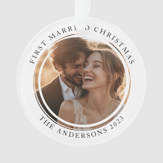 Erste Verheiratete Weihnachts-Custom-Foto Ornament (Vorderseite)