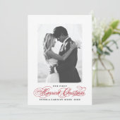 Erste Verheiratete Weihnachts-Fotokarten Feiertagskarte (Stehend Vorderseite)